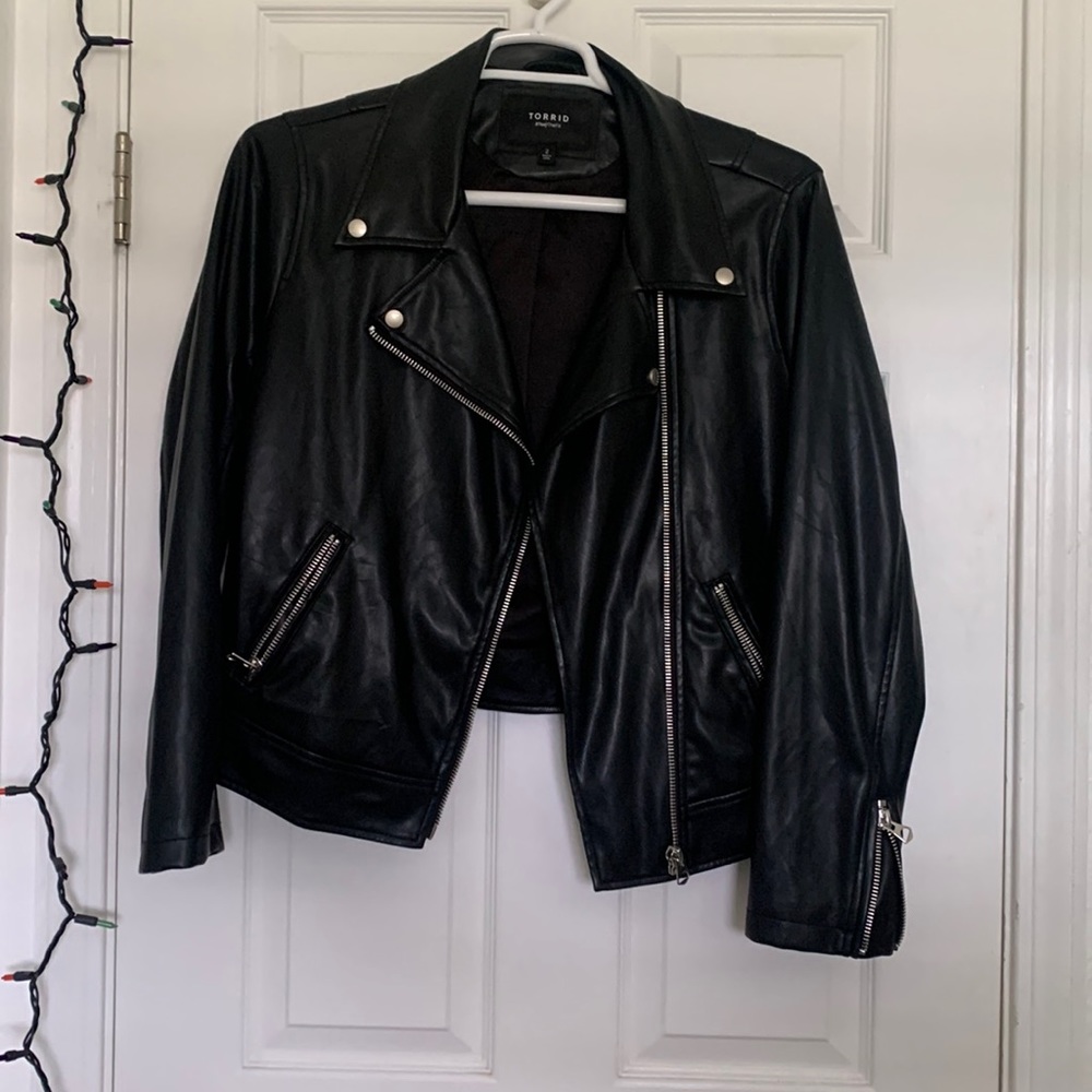 Black Pleather Biker Jacket